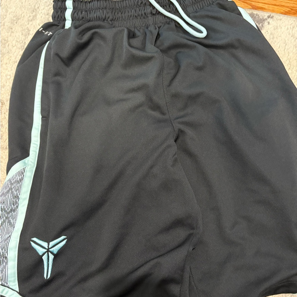 Kobe Black Logo black and teal basketball shorts